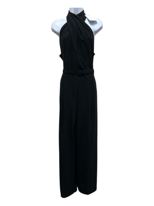 A.L.C. Size 12 Black Tracetate Criss Cross Pocket Wide Leg Sleeveless Jumpsuit Black / 12