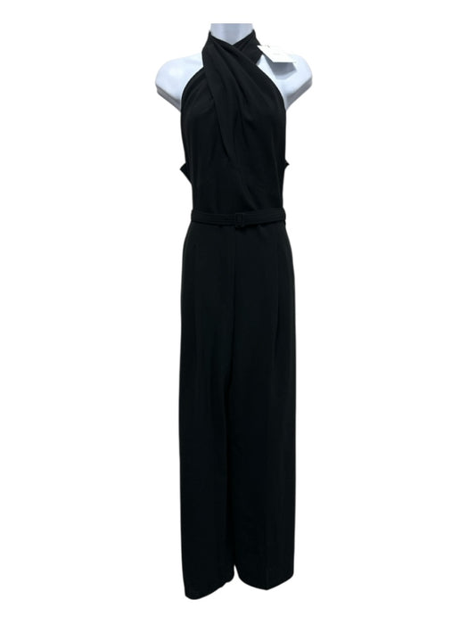 A.L.C. Size 12 Black Tracetate Criss Cross Pocket Wide Leg Sleeveless Jumpsuit Black / 12
