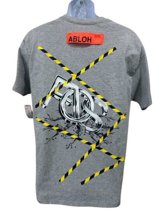 Off White x Champion Size L Gray Cotton Words T shirt Crew Men's Short Sleeve Gray / L