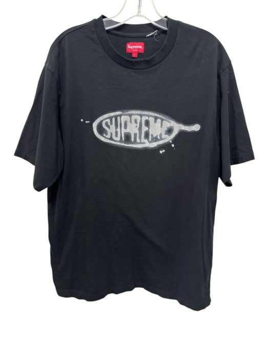 supreme Size L Black Cotton logo T shirt Crew Men's Short Sleeve Black / L