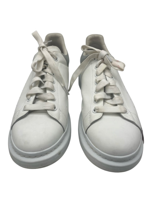 Alexander McQueen Shoe Size 45 White & Silver Leather Solid Sneaker Men's Shoes White & Silver / 45