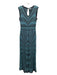 M Missoni Size 44 Blue & Black Print V Neck Abstract Ribbed Shimmer Jumpsuit Blue & Black Print / 44