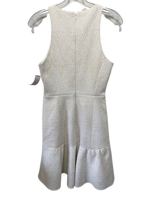 Tibi Size Est Small White & Cream Abstract Textured Sleeveless Back Zip Dress White & Cream / Est Small