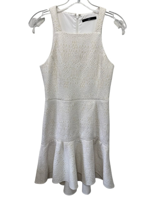 Tibi Size Est Small White & Cream Abstract Textured Sleeveless Back Zip Dress White & Cream / Est Small