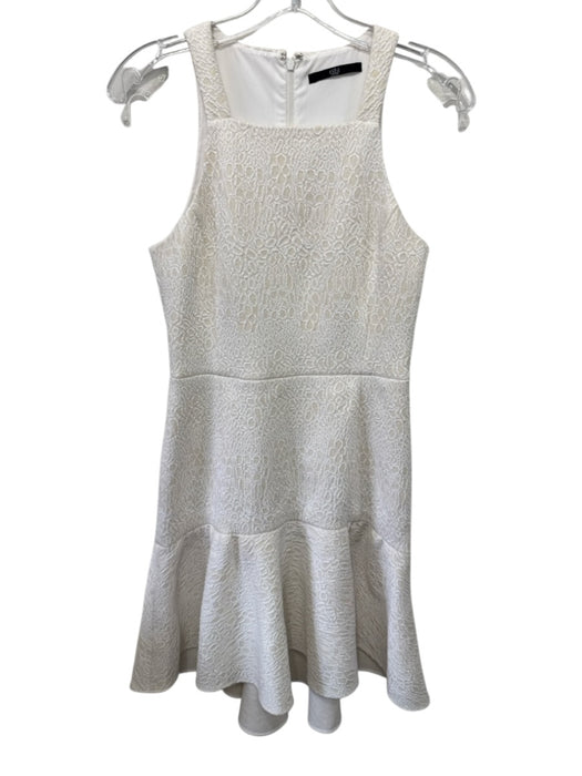 Tibi Size Est Small White & Cream Abstract Textured Sleeveless Back Zip Dress White & Cream / Est Small