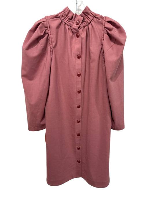 Sea New York Size 4 Dusty Rose Pink Virgin Wool Back Button Ruffle Detail Dress Dusty Rose Pink / 4