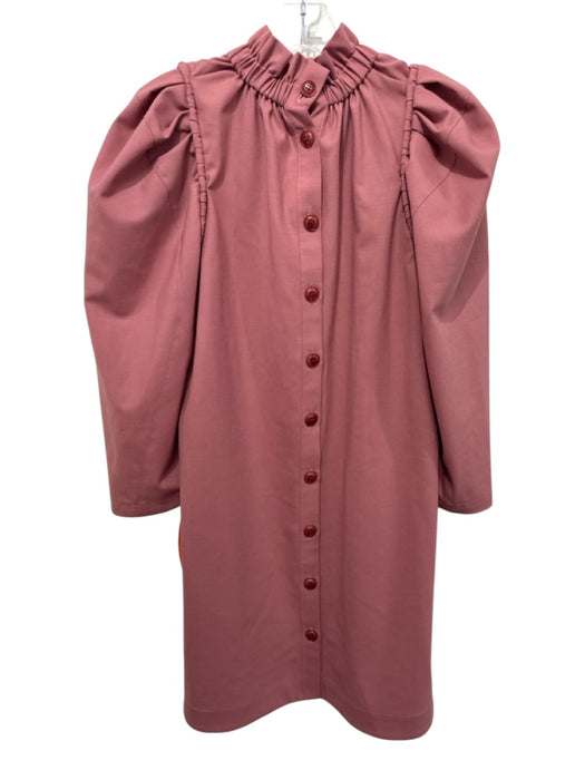 Sea New York Size 4 Dusty Rose Pink Virgin Wool Back Button Ruffle Detail Dress Dusty Rose Pink / 4