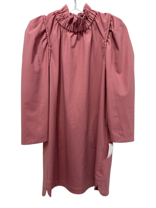 Sea New York Size 4 Dusty Rose Pink Virgin Wool Back Button Ruffle Detail Dress Dusty Rose Pink / 4