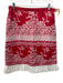 Tibi Size 6 Red & White Linen Cotton Blend Grosgrain Ribbon Pleated Hem Skirt Red & White / 6