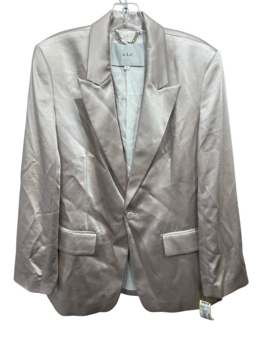 A.L.C. Size 6 Rose Pink Polyester Satin Flap Pocket Single Breasted Jacket Rose Pink / 6