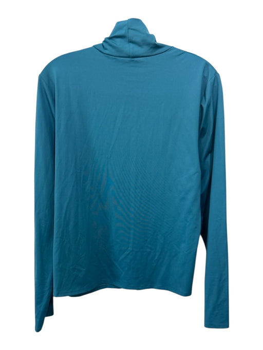 St John Size L Teal Blue Nylon Blend Long Sleeve 4 way stretch Turtle Neck Top Teal Blue / L