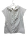 Ann Mashburn Size S White Cotton Cap Sleeve Ruffle Neckline Back Tie Top White / S