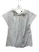 Ann Mashburn Size S White Cotton Cap Sleeve Ruffle Neckline Back Tie Top White / S