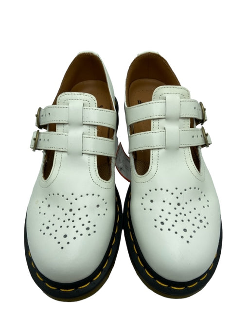 Dr Marten Shoe Size 9 White Leather Perforated Mary Jane Buckle Platform Flats White / 9