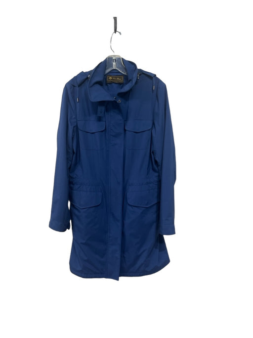 Loro Piana Size 42/6 dark blue Polyester Blend Hood lined Above the knee Coat dark blue / 42/6