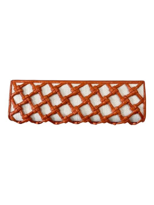 Nancy Gonzalez White & Orange Canvas Leather Detail Woven Magnetic Close Bag White & Orange / XS