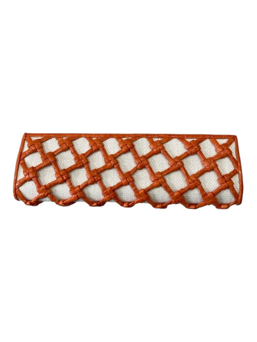 Nancy Gonzalez White & Orange Canvas Leather Detail Woven Magnetic Close Bag White & Orange / XS