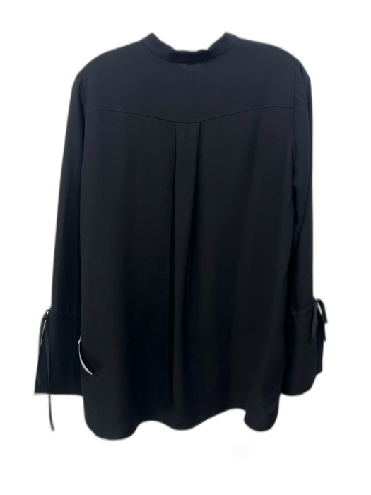 Lafayette 148 Size S Black Silk Button Up Tie Wrist Long Sleeve Flowy Top Black / S