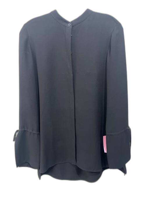Lafayette 148 Size S Black Silk Button Up Tie Wrist Long Sleeve Flowy Top Black / S