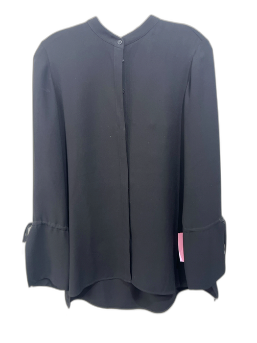 Lafayette 148 Size S Black Silk Button Up Tie Wrist Long Sleeve Flowy Top Black / S