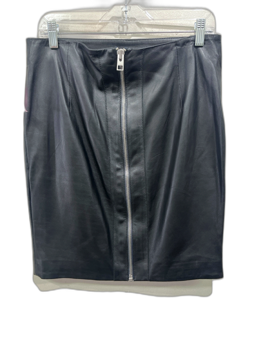 ALLSAINTS Size 10 Black Leather Back Zip Paneled Pencil Above the Knee Skirt Black / 10