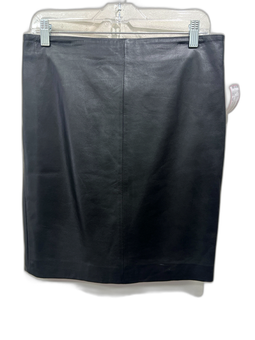 ALLSAINTS Size 10 Black Leather Back Zip Paneled Pencil Above the Knee Skirt Black / 10