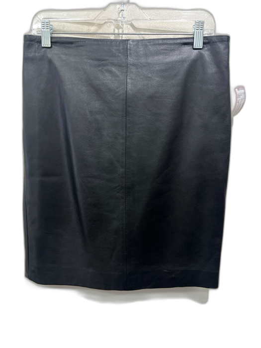 ALLSAINTS Size 10 Black Leather Back Zip Paneled Pencil Above the Knee Skirt Black / 10