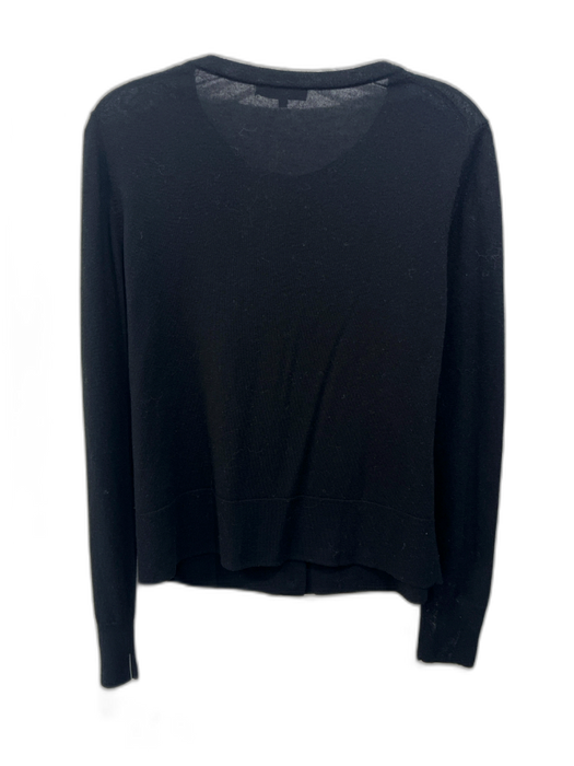Vince Size L Black Wool Blend Knit Ribbed Hem Button Front Cardigan Sweater Black / L