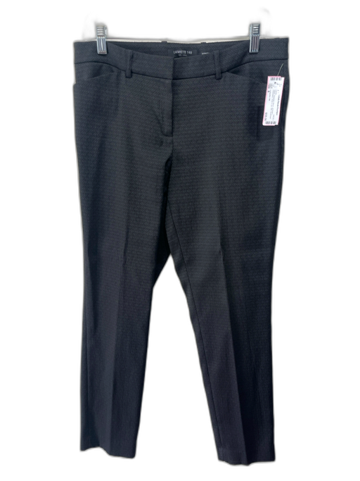 Lafayette 148 Size 8 Black Polyester Blend Jacquard Geometric Hook & Zip Pants Black / 8