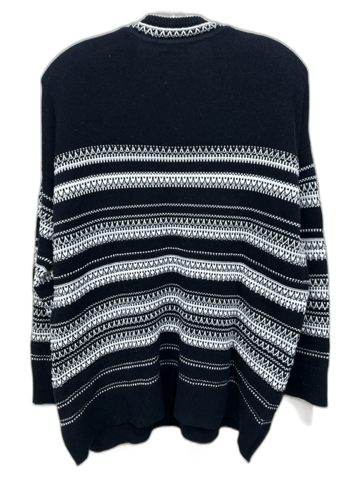 Vince Size S Black & White Cotton Fair Isle Stripe V Neck Sweater Black & White / S
