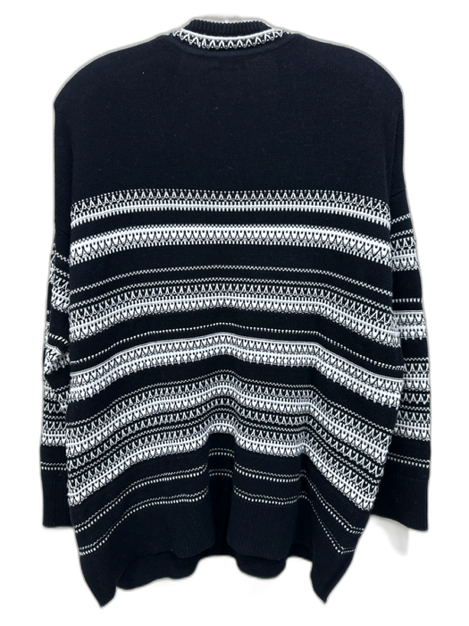 Vince Size S Black & White Cotton Fair Isle Stripe V Neck Sweater Black & White / S