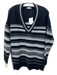 Vince Size S Black & White Cotton Fair Isle Stripe V Neck Sweater Black & White / S