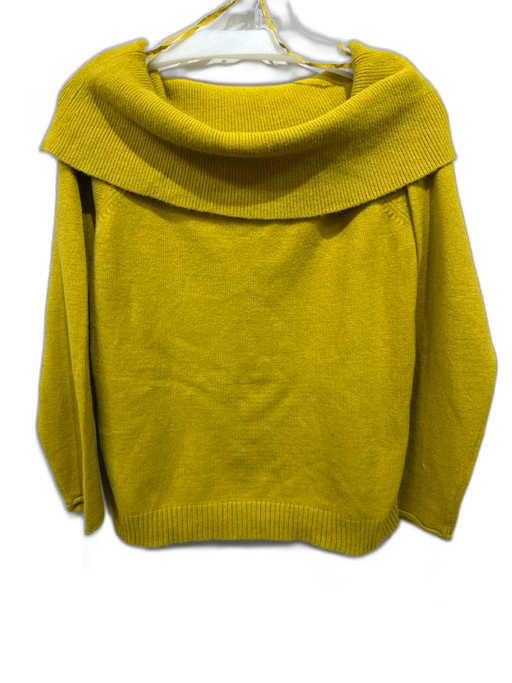 Anthropologie Size XL Yellow Green Viscose Blend Ribbed foldover Sweater Yellow Green / XL