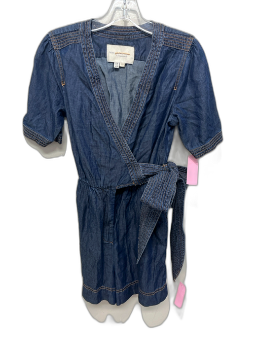 Pilcro Size 4 Blue Lyocell blend Chambray Short Sleeve Sash Wrap Romper Blue / 4