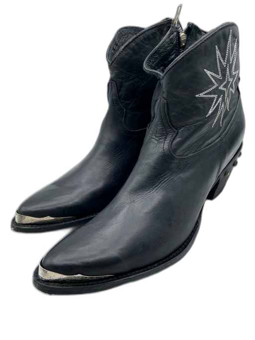 Old Gringo Shoe Size 12 Black Leather Embroidered Star Ankle Cowboy Boots Black / 12