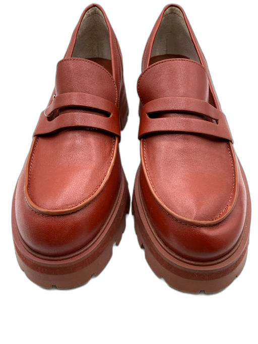 Marc Fisher Shoe Size 10 Clay Brown Leather Upper Platform Stacked Heel Loafers Clay Brown / 10