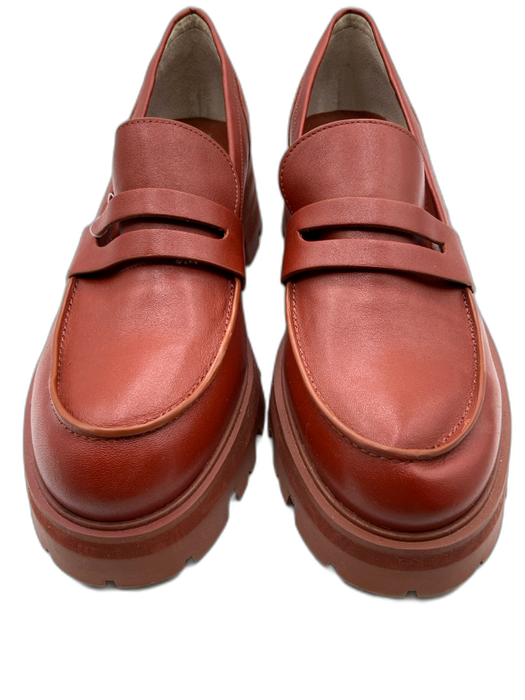 Marc Fisher Shoe Size 10 Clay Brown Leather Upper Platform Stacked Heel Loafers Clay Brown / 10