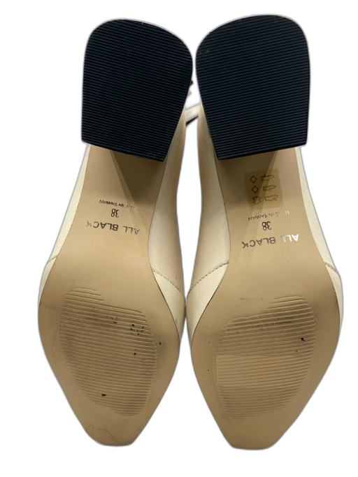 All Black Shoe Size 38 Cream, Brown, Black Leather Upper Elastic Booties Cream, Brown, Black / 38