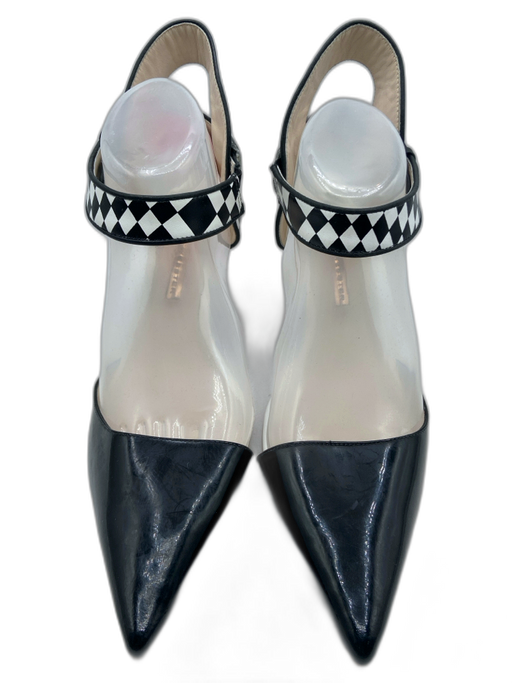 Sophia Webster Shoe Size 42 Black & White Leather Mirrored Heel Checkered Pumps Black & White / 42