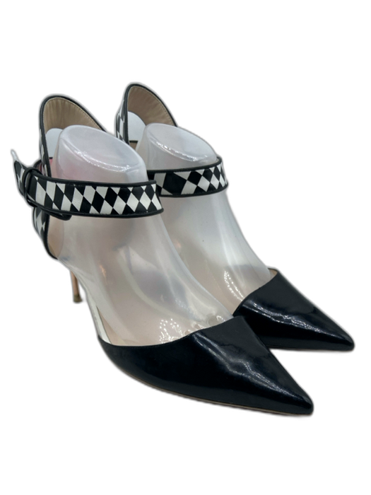 Sophia Webster Shoe Size 42 Black & White Leather Mirrored Heel Checkered Pumps Black & White / 42
