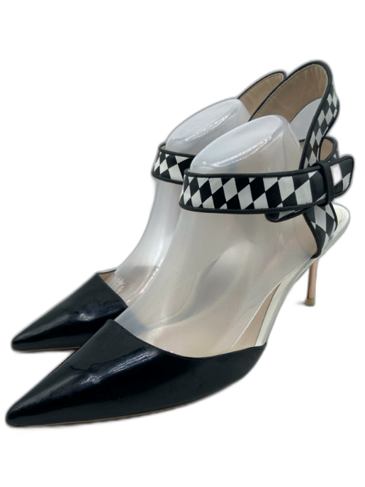 Sophia Webster Shoe Size 42 Black & White Leather Mirrored Heel Checkered Pumps Black & White / 42