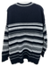 Vince Size M Black & White Cotton Fair Isle Stripe V Neck Sweater Black & White / M