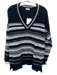 Vince Size M Black & White Cotton Fair Isle Stripe V Neck Sweater Black & White / M