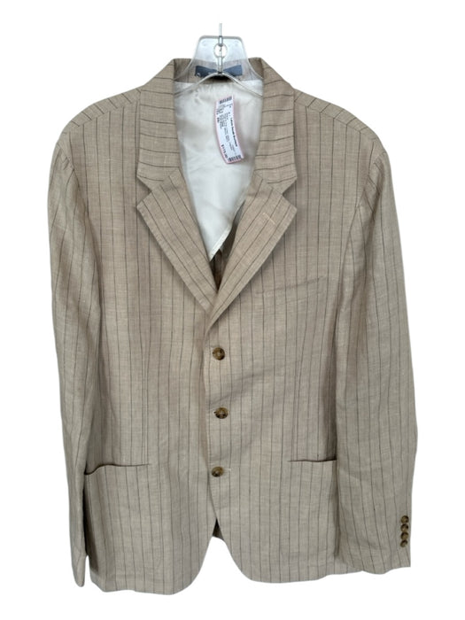Todd Snyder Beige & Gray Linen Stripe 3 Button Men's Blazer Beige & Gray / 44r