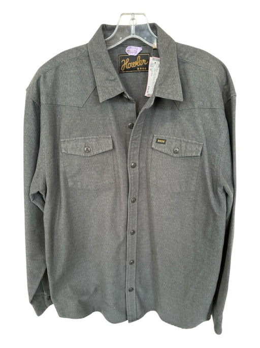 Howler Bros. Size XL Grey Cotton Blend Solid Button Down Men's Shirt Grey / XL