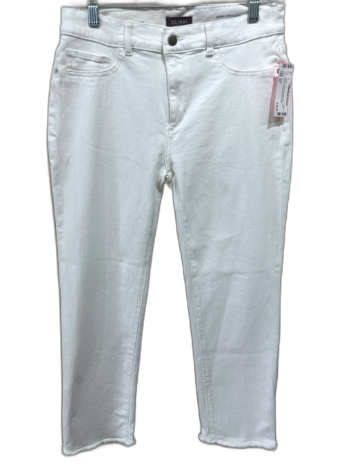 DL1961 Size 29 White Cotton Blend Mid Rise Zip & Button Straight Leg Jeans White / 29
