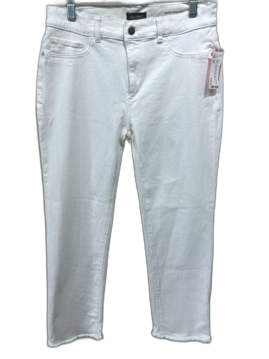DL1961 Size 29 White Cotton Blend Mid Rise Zip & Button Straight Leg Jeans White / 29