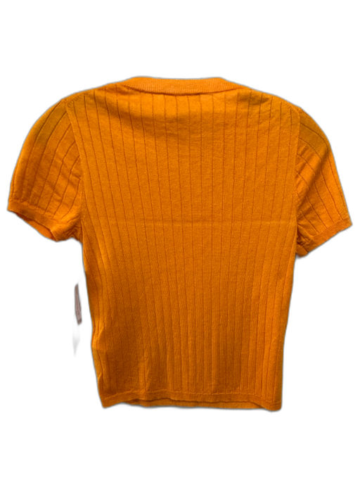 J. Crew Size S Orange Silk & Cashmere Ribbed Knit Round Neck short sleeve Top Orange / S