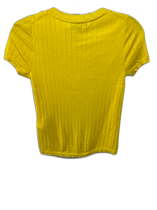 J. Crew Size S Yellow Silk & Cashmere Ribbed Knit Round Neck short sleeve Top Yellow / S