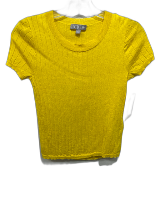 J. Crew Size S Yellow Silk & Cashmere Ribbed Knit Round Neck short sleeve Top Yellow / S